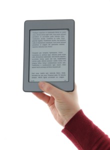 Hand holding an e-book