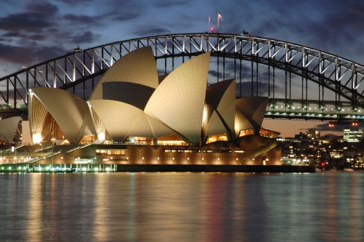 Night Sydney Opera House with Harbour Bridge