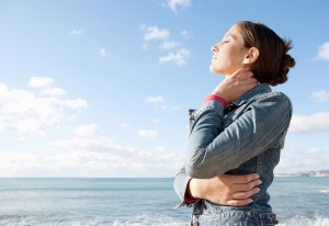 Image, woman on beach